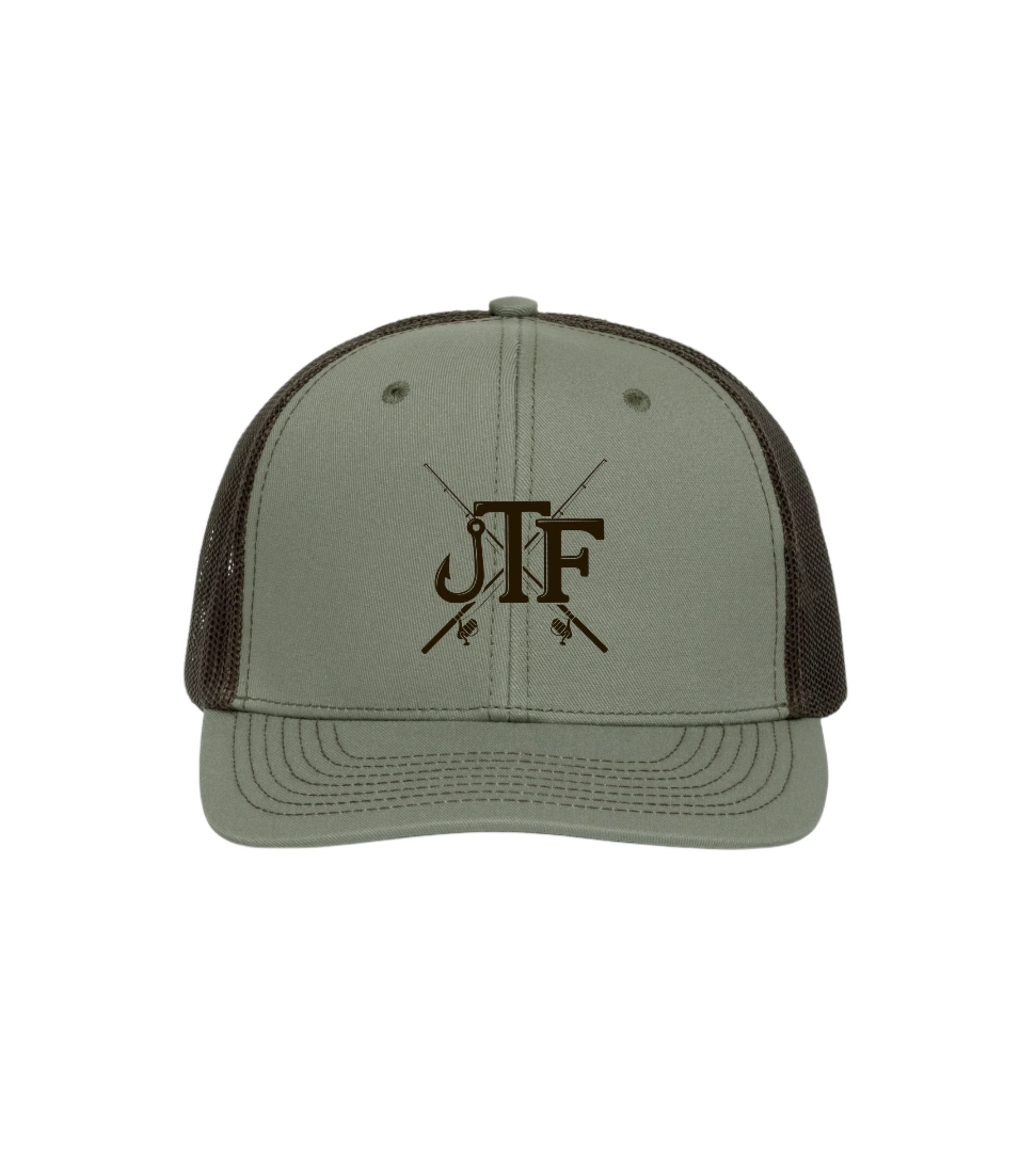 Trucker hat with 'JFF' logo on a white background